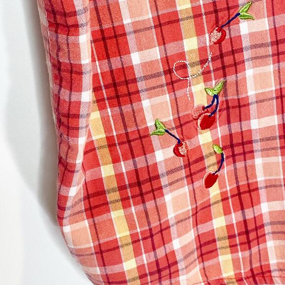 Looney Tunes Tweety Shirt Plaid Embroidered Sleeveless Button‎ Up Size 14W 16W - Picture 7 of 10